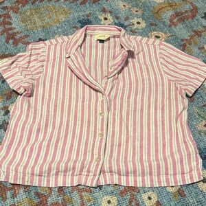 Universal Thread Pink and White Striped Button Down Shirt